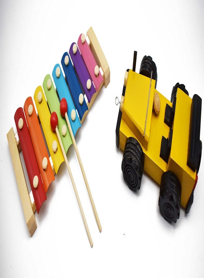 justhandmade Just Handmade Wooden Xylpohone with 8 Notes | Jeep(Combo of 2) - Image 1